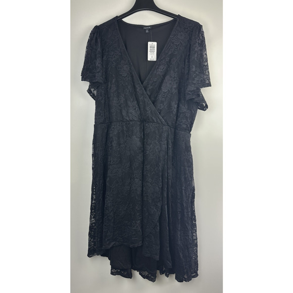 Torrid Mini Lace Wrap Dress Black Tie Stretch Hi-Lo Skater Stretch Plus Size 4X - Picture 13 of 13